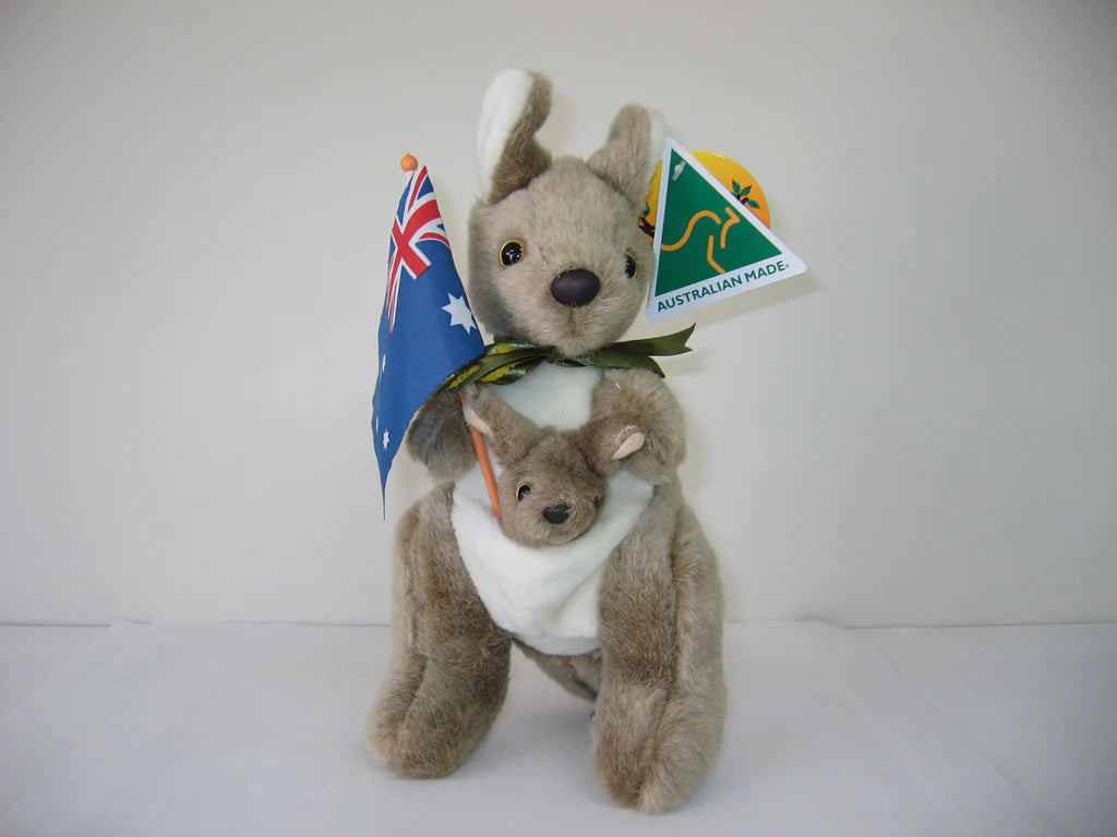 Large Kangaroo with Joey Soft Toy - Australian Made
