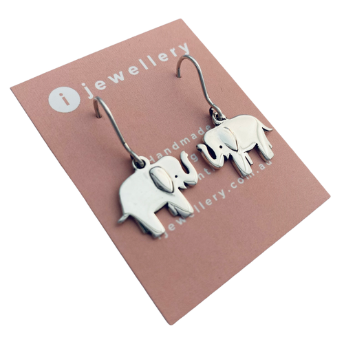 Elephant Sterling Silver Hook Earrings